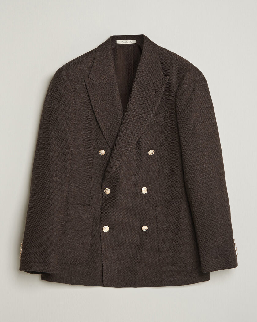 Gant Wool Textured Double Breasted Blazer Black Brown – Brun