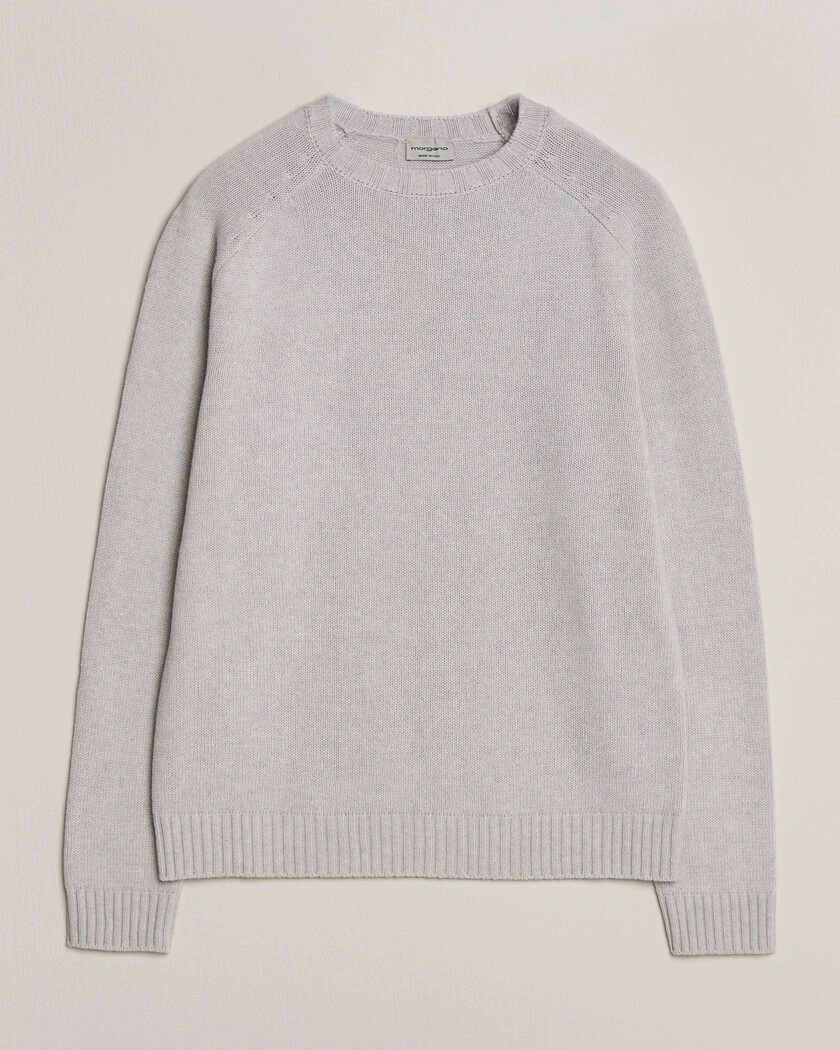 Morgano Heavy Knitted Wool/Cashmere Crewneck Light Grey – Grå