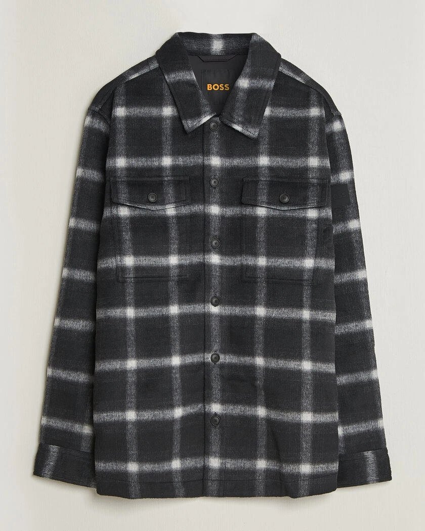 BOSS ORANGE Losky Flannel Checked Overshirt Black – Svart