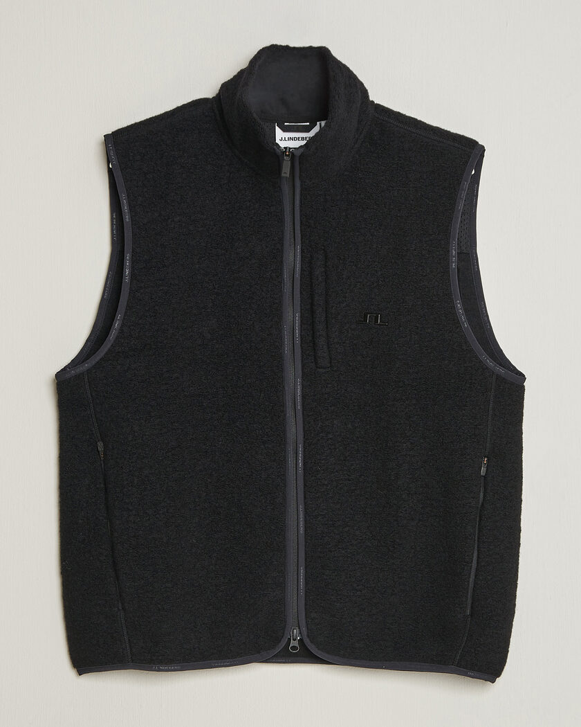 J.Lindeberg Duncan Wool Fleece Vest Black – Svart