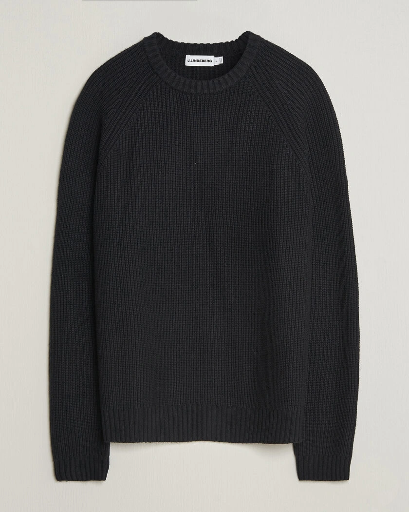 J.Lindeberg Hallow Wool Blend Knitted Sweater Black – Svart