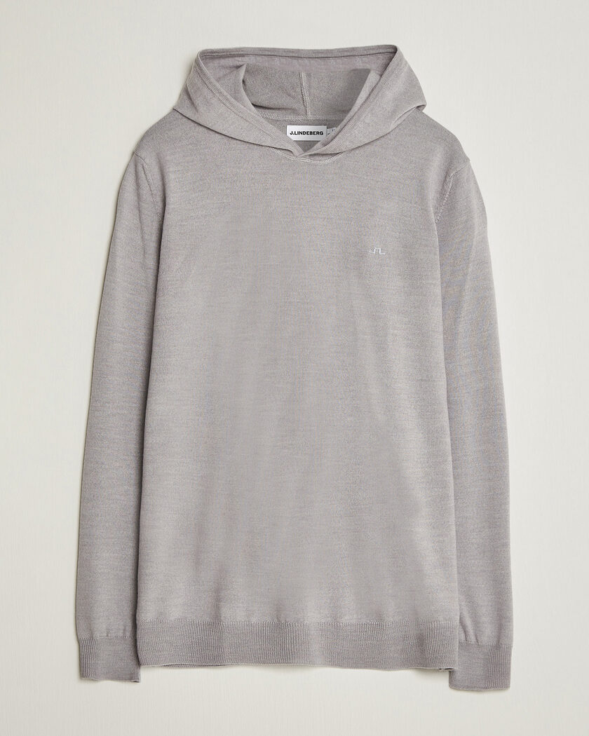 J.Lindeberg Karl Merino Hoodie Light Grey Melange – Grå