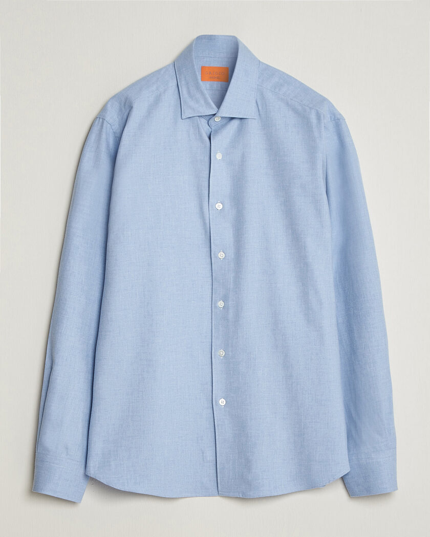Grigio Washed Flannel Shirt Light Blue – Blå