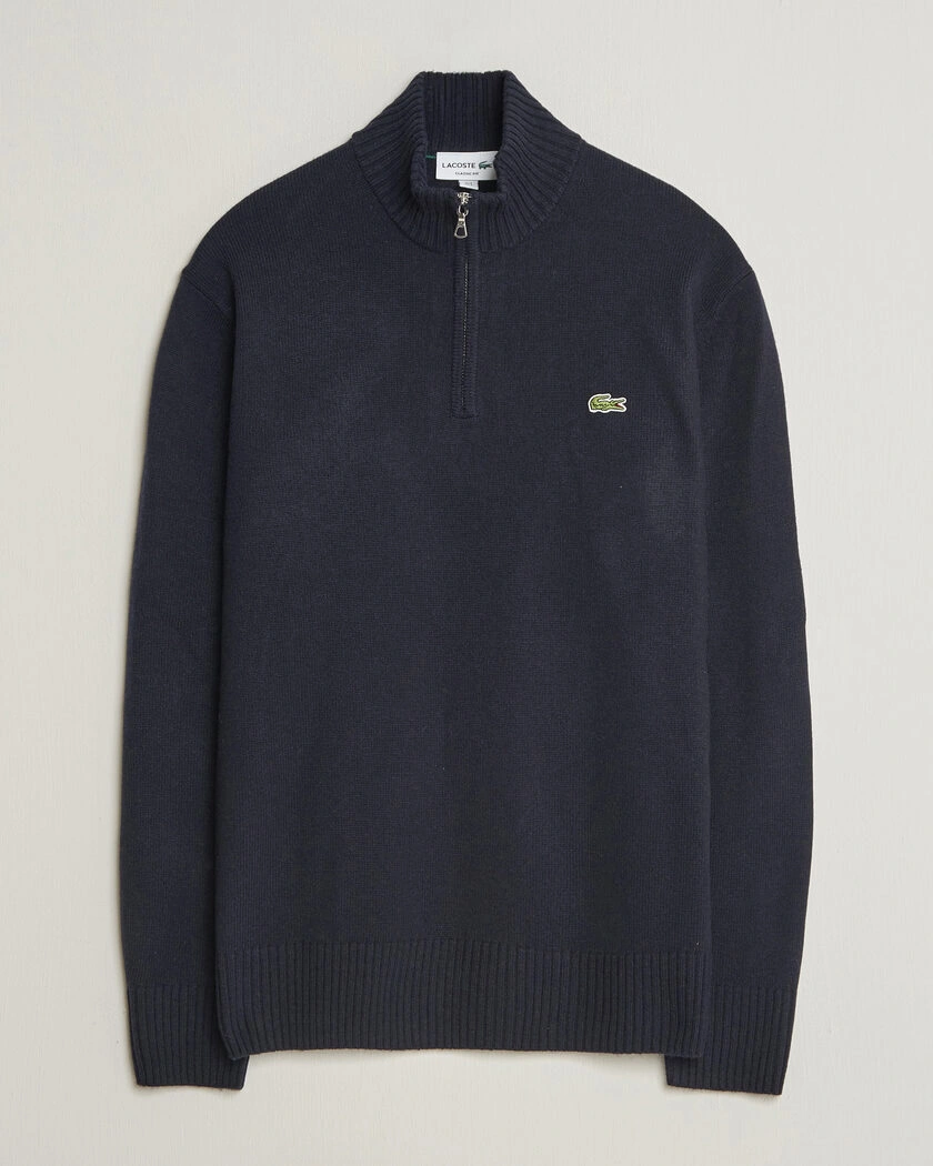 Lacoste Carded Wool Half Zip Navy Blue – Blå