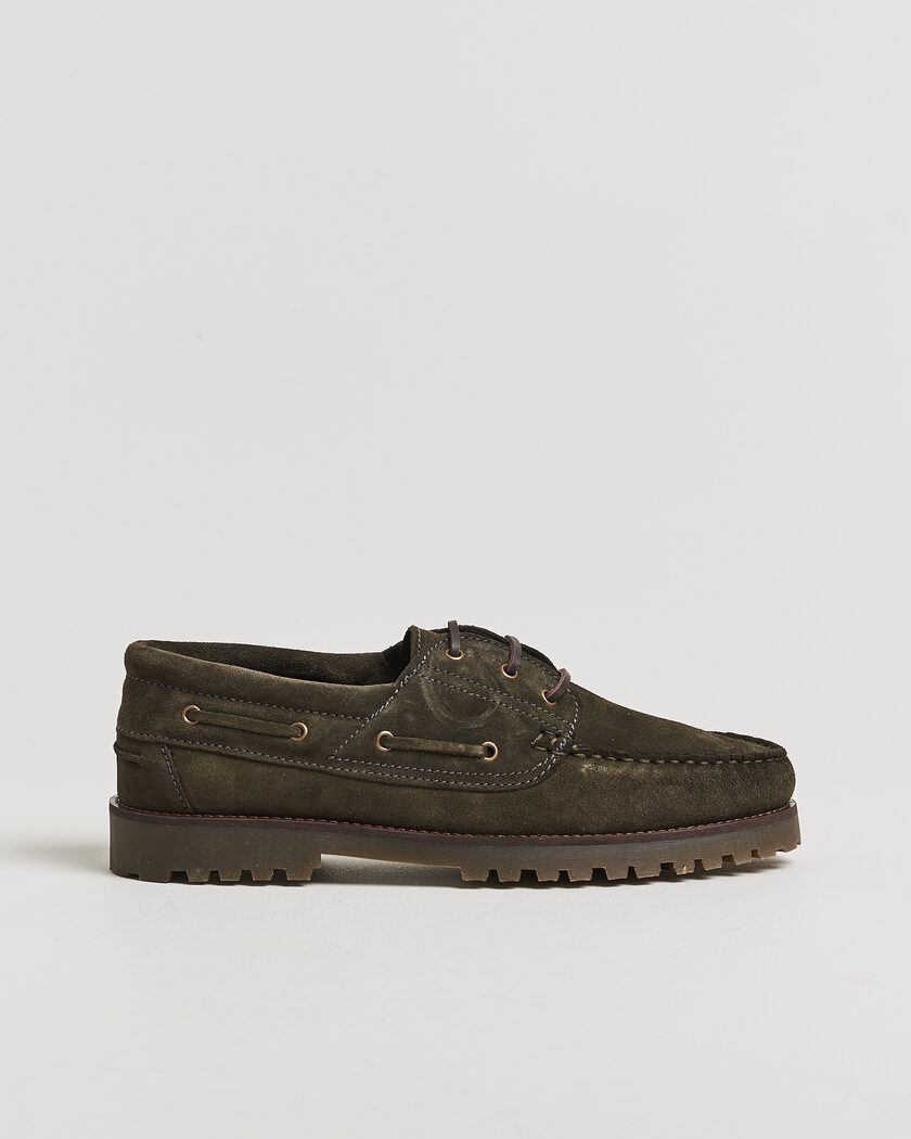 LES DEUX Suede Boatshoe Rosin Green – Grön