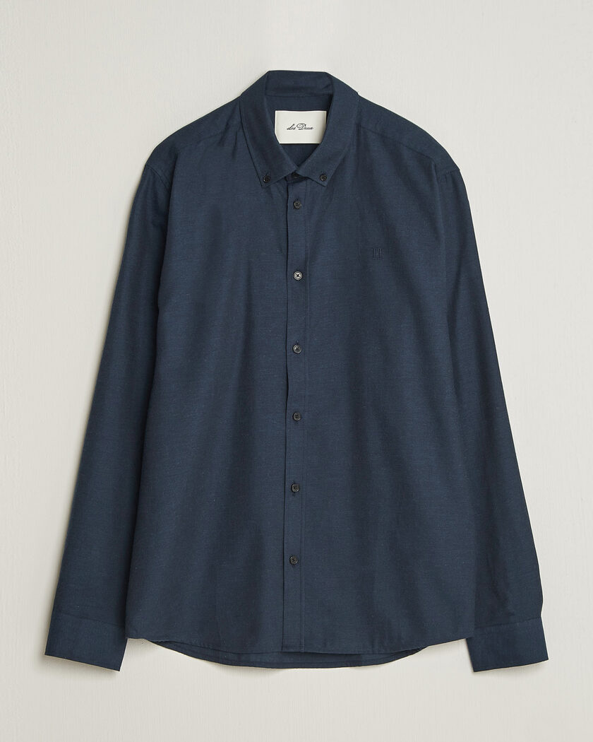 LES DEUX Soft Flannel Shirt Dark Navy – Blå