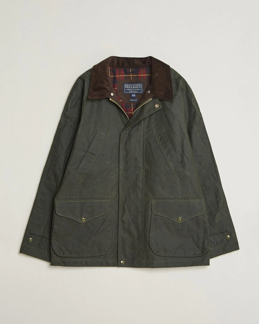 Manifattura Ceccarelli Rain Caban Wax Cloth Dark Green – Grön