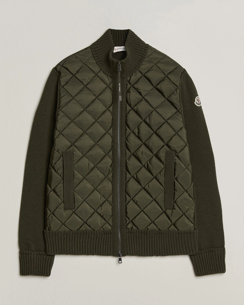 Moncler Quilted Hybrid Jacket Dark Green – Grön