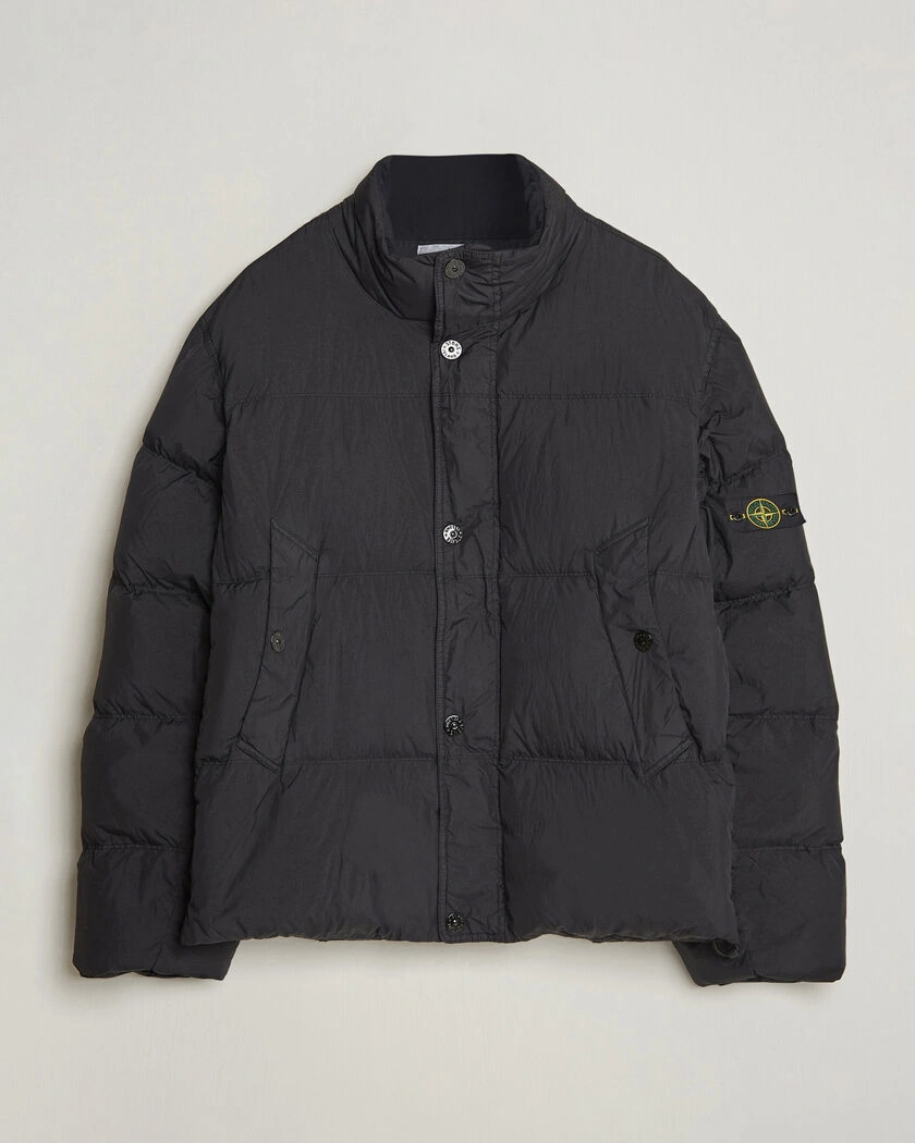 Stone Island Crinkle Reps Padded Down Jacket Black – Svart