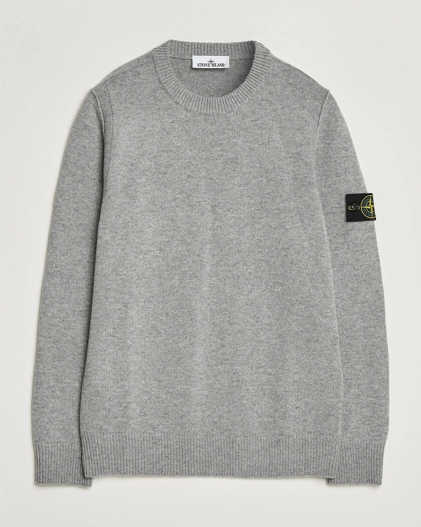 Stone Island Knitted Lambswool Crew Neck Grey Melange – Grå