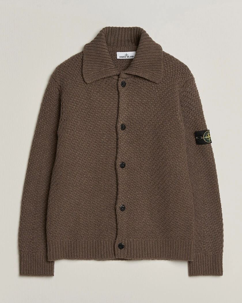 Stone Island Basket Stitch Lambswool Cardigan Umber Melange – Gul