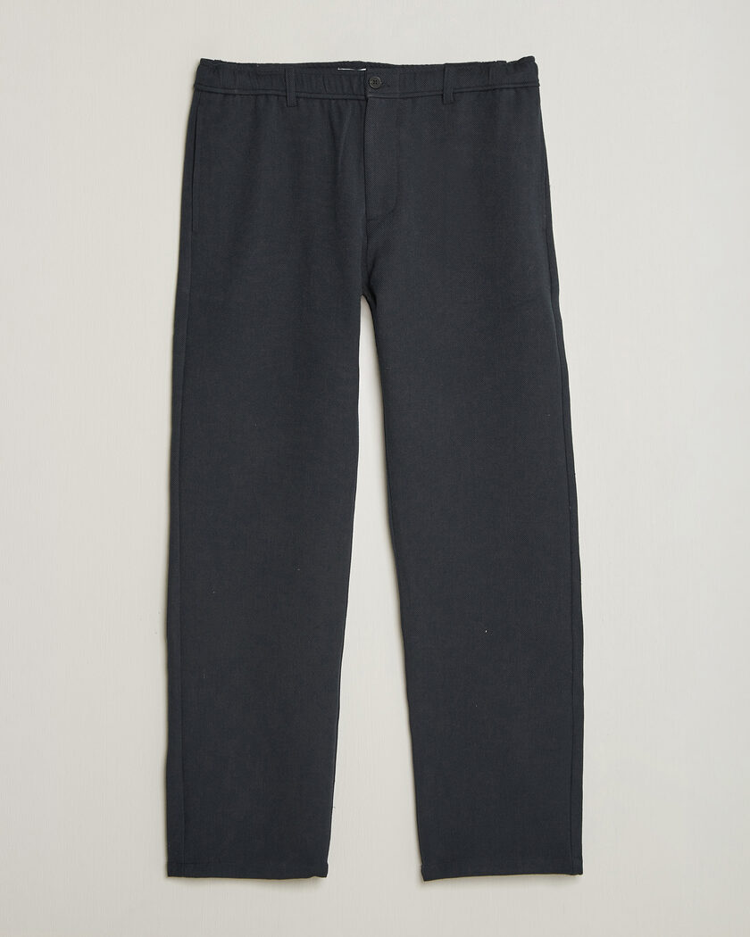 Samsøe Samsøe Jabari Brushed Cotton Drawstring Trousers Dark Grey Melange – Grå