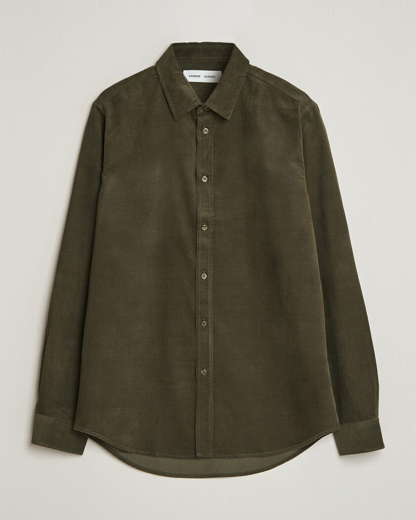 Samsøe Samsøe Liam Baby Cord Shirt Forest Night – Grön