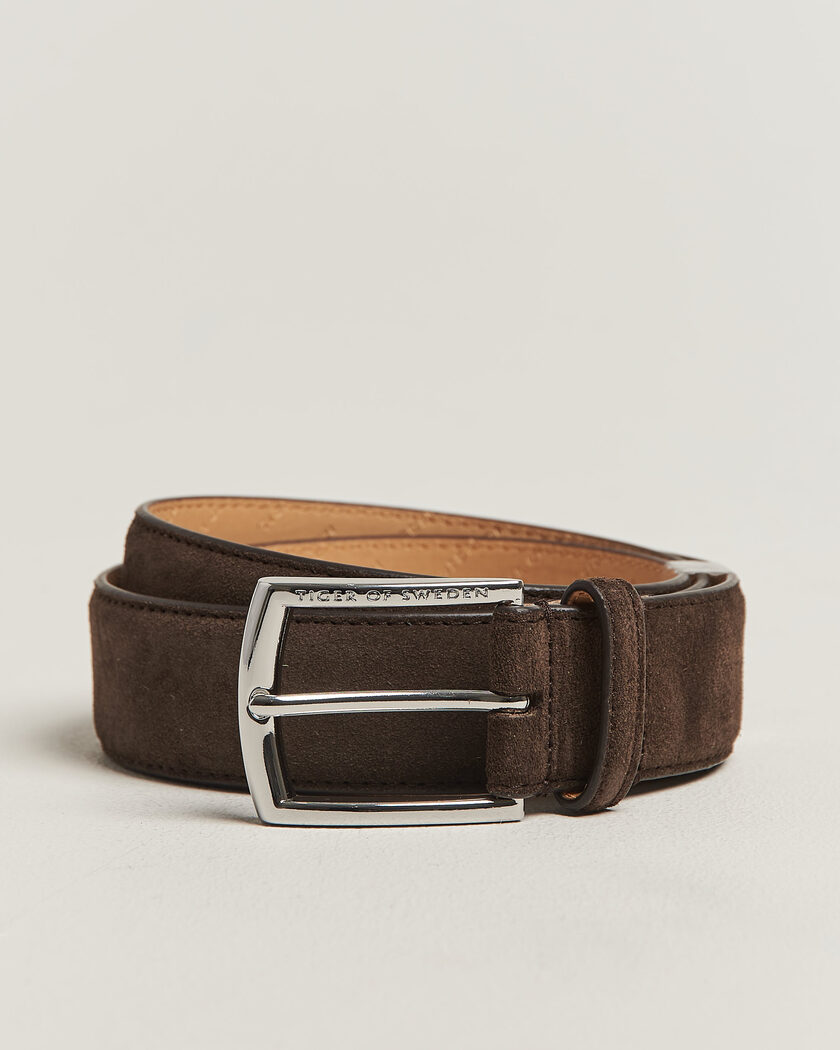 Tiger of Sweden Bergstroms Suede Belt Dark Brown – Brun