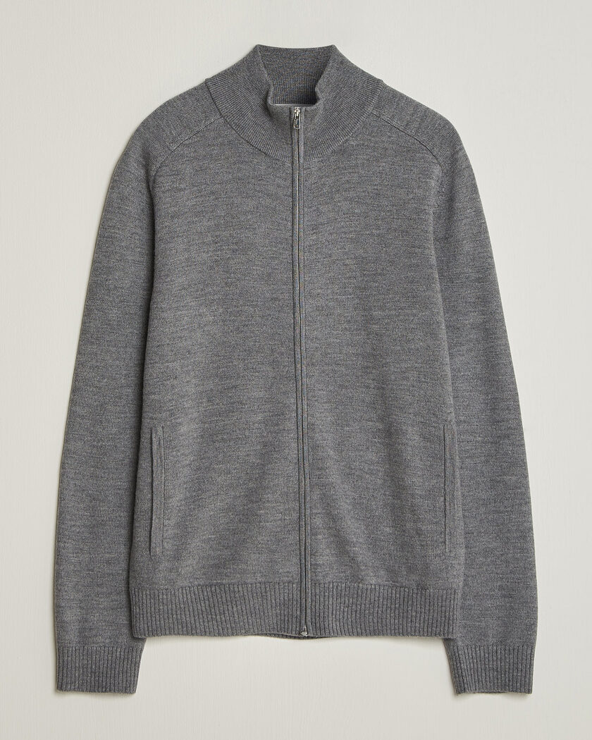 Tiger of Sweden Cassian Wool Full Zip Concrete Melange – Grå