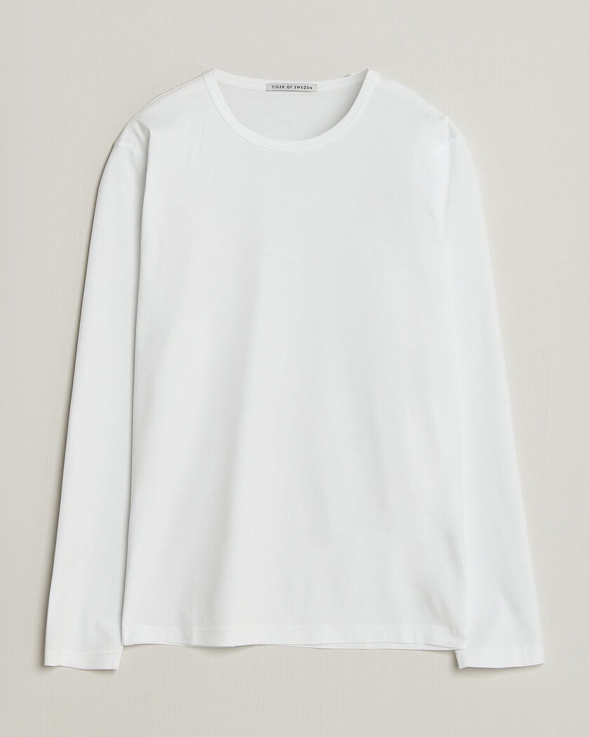 Tiger of Sweden Olaf Mercerized Cotton Long Sleeve T-Shirt Pure White – Vit
