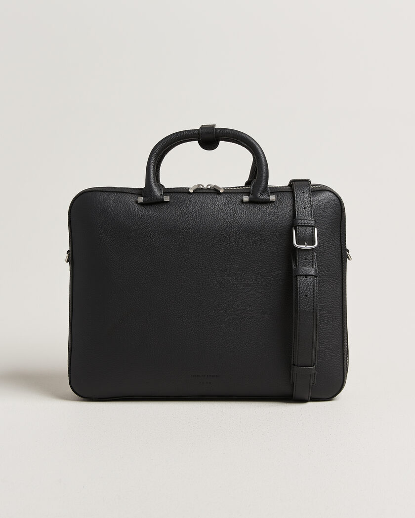 Tiger of Sweden Valise Grained Leather Double Zip Briefcase Black – Svart