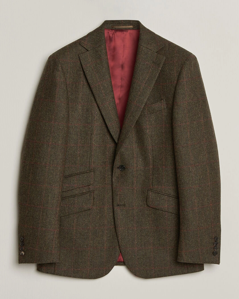 Walker Slater Edward Lambswool Windowpane Blazer Green – Grön