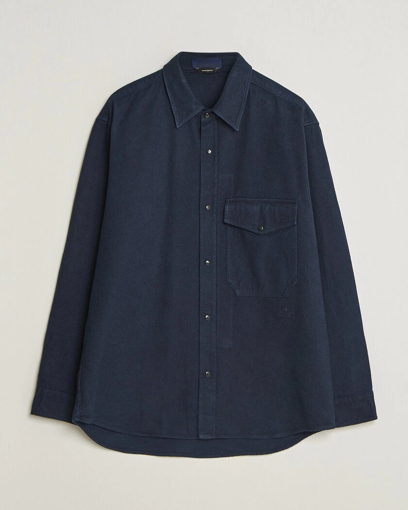Stone Island Organic Cotton Flannel Denim Shirt Indigo – Blå