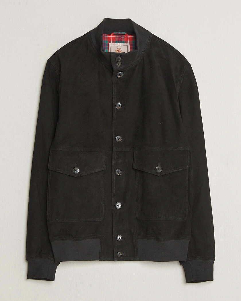 Baracuta Suede Blouson Jacket Black – Svart