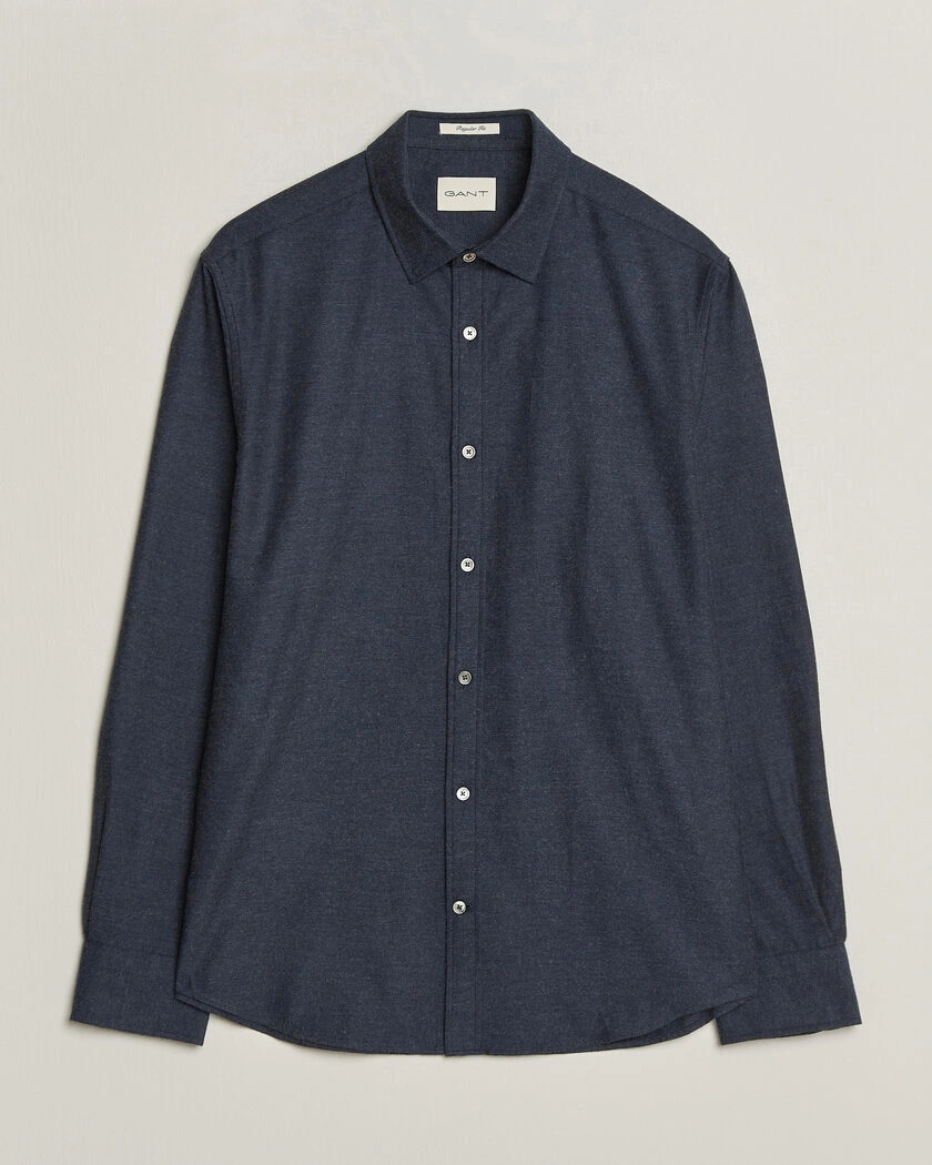 Gant Regular Fit Flannel Shirt Dark Navy Melange – Blå