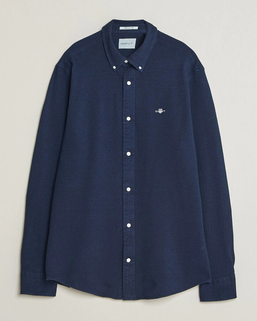 Gant Regular Fit Indigo Jersey Pique Shirt Dark Blue – Blå
