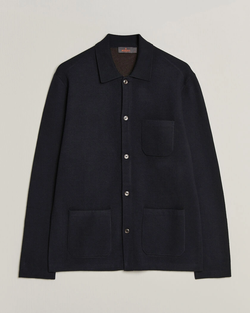 Morris Dudley Knitted Overshirt Navy – Blå