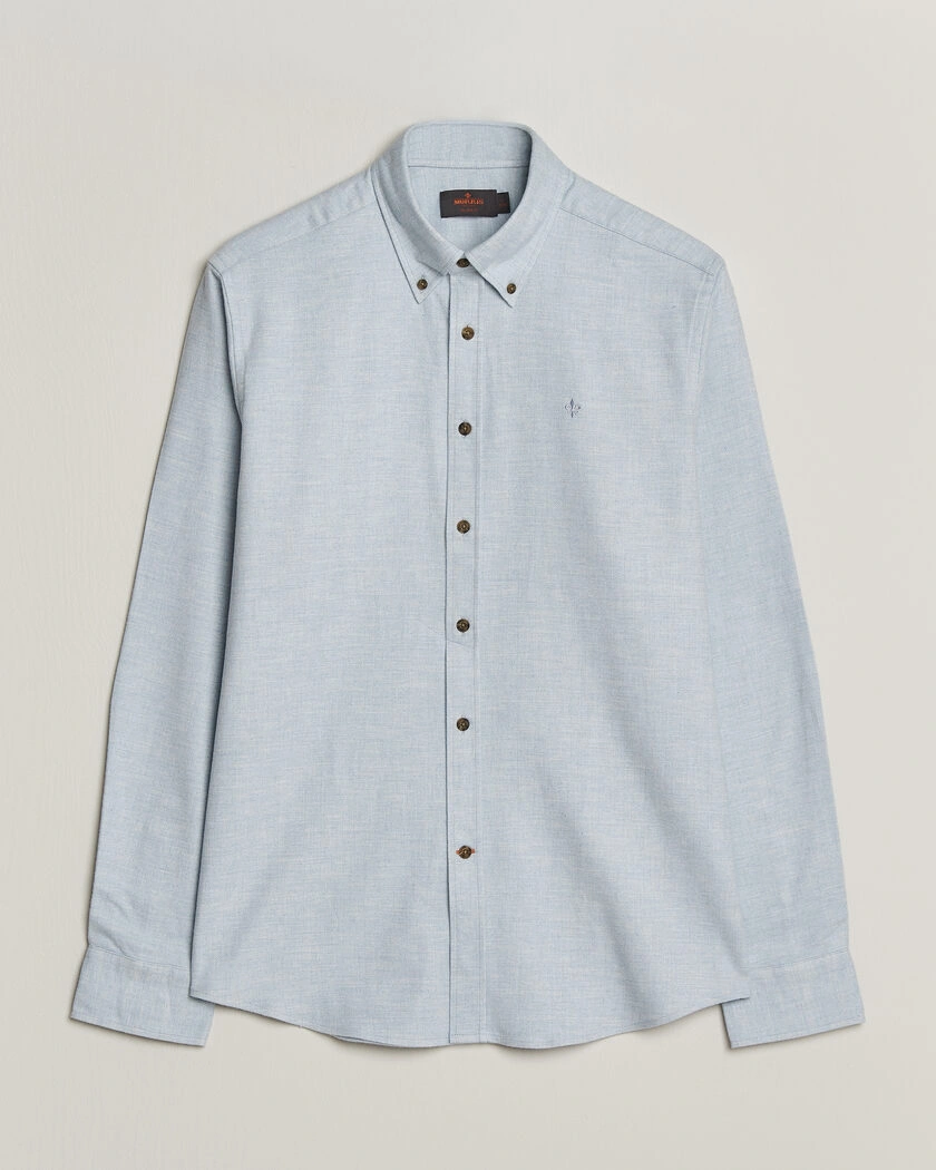 Morris Flannel Herringbone Shirt Light Blue – Blå