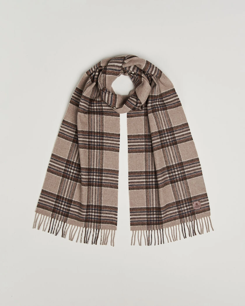 Amanda Christensen Wool Check Scarf Beige – Beige