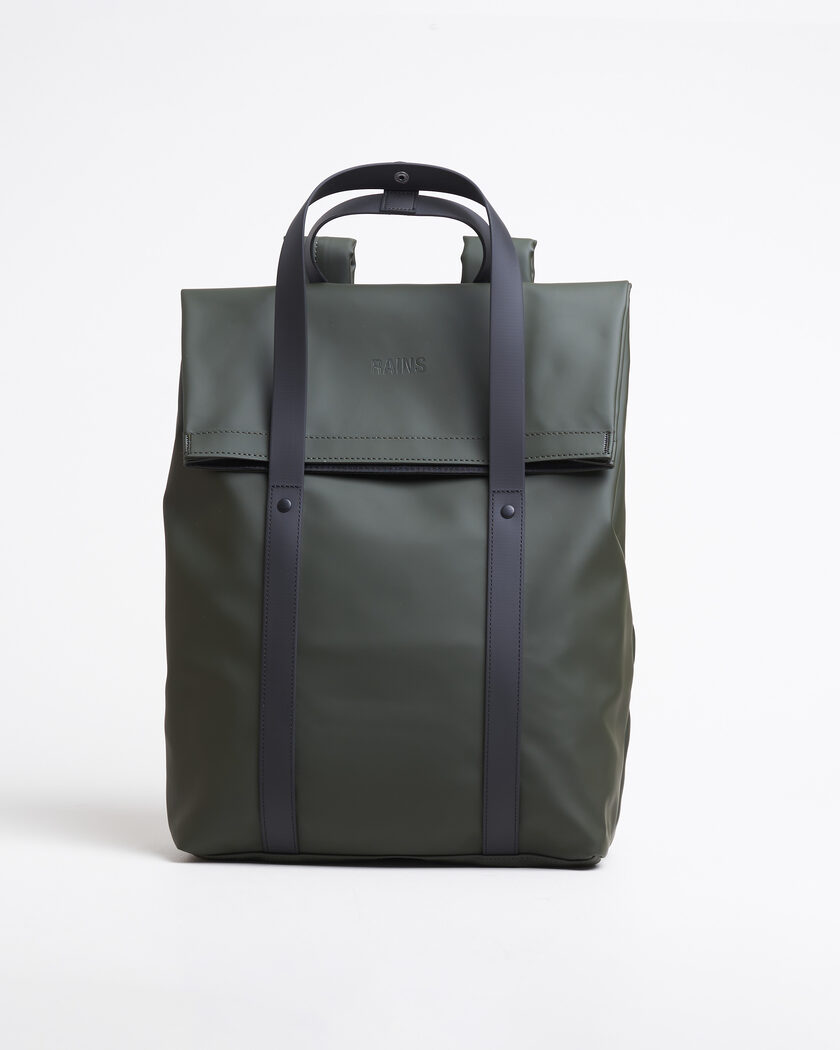 RAINS 2 Way Tote Backpack Black Green – Grön