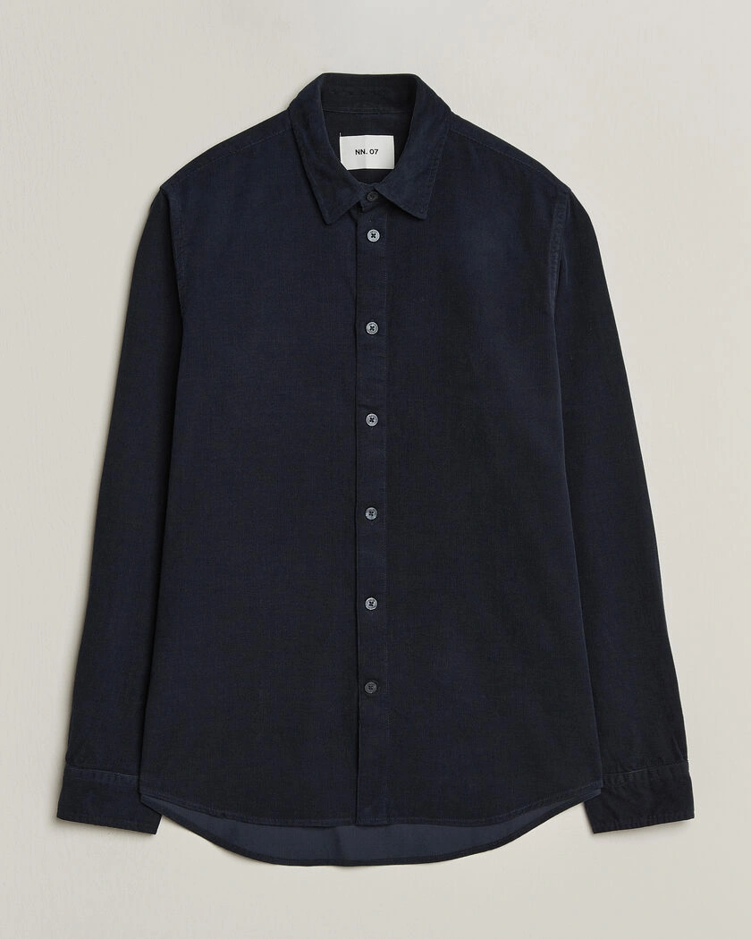 NN07 Asher Baby Cord Shirt Navy Blue – Blå