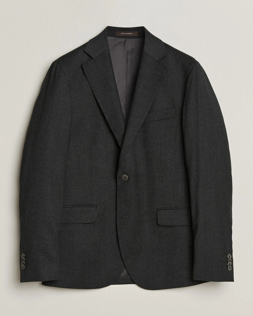 Oscar Jacobson Fogerty Wool Flannel Blazer Charcoal – Grå