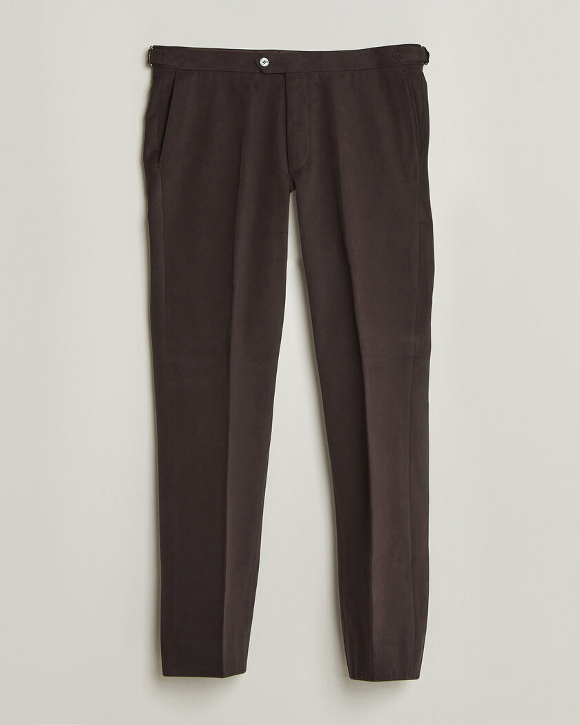 Oscar Jacobson Dandy Brushed Cotton Trousers Brown – Brun