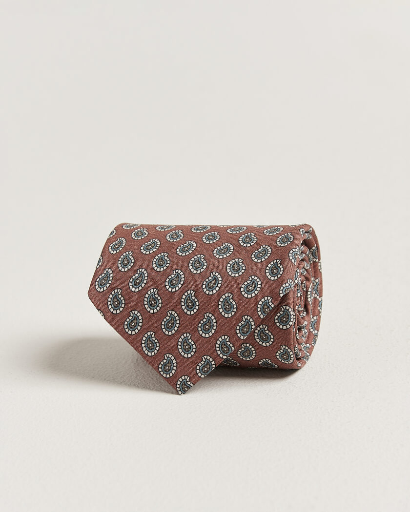 Stenströms Printed Silk Paisley Tie 7,5cm Rust – Röd