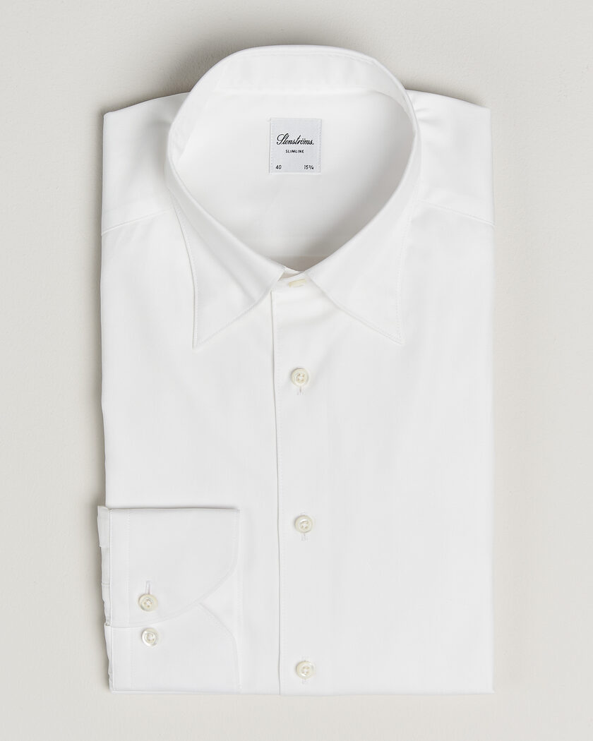 Stenströms Slimline Twofold Cotton Button Under Shirt White – Vit