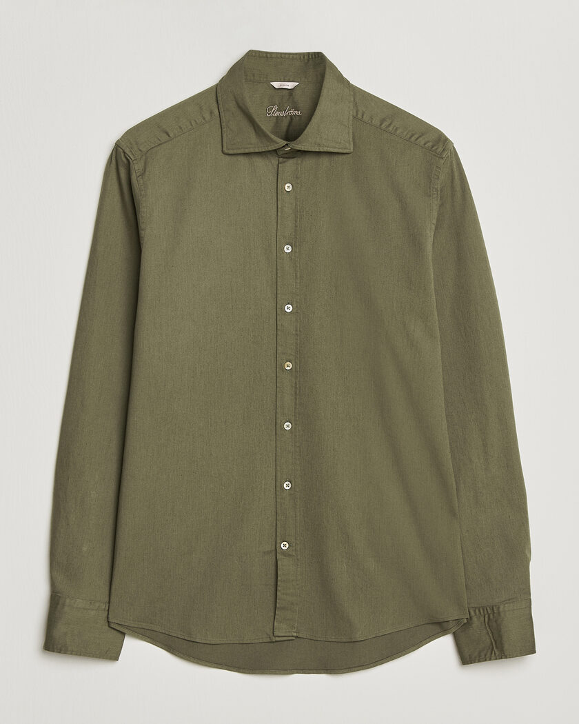 Stenströms Slimline Garment Washed Shirt Green Denim – Grön