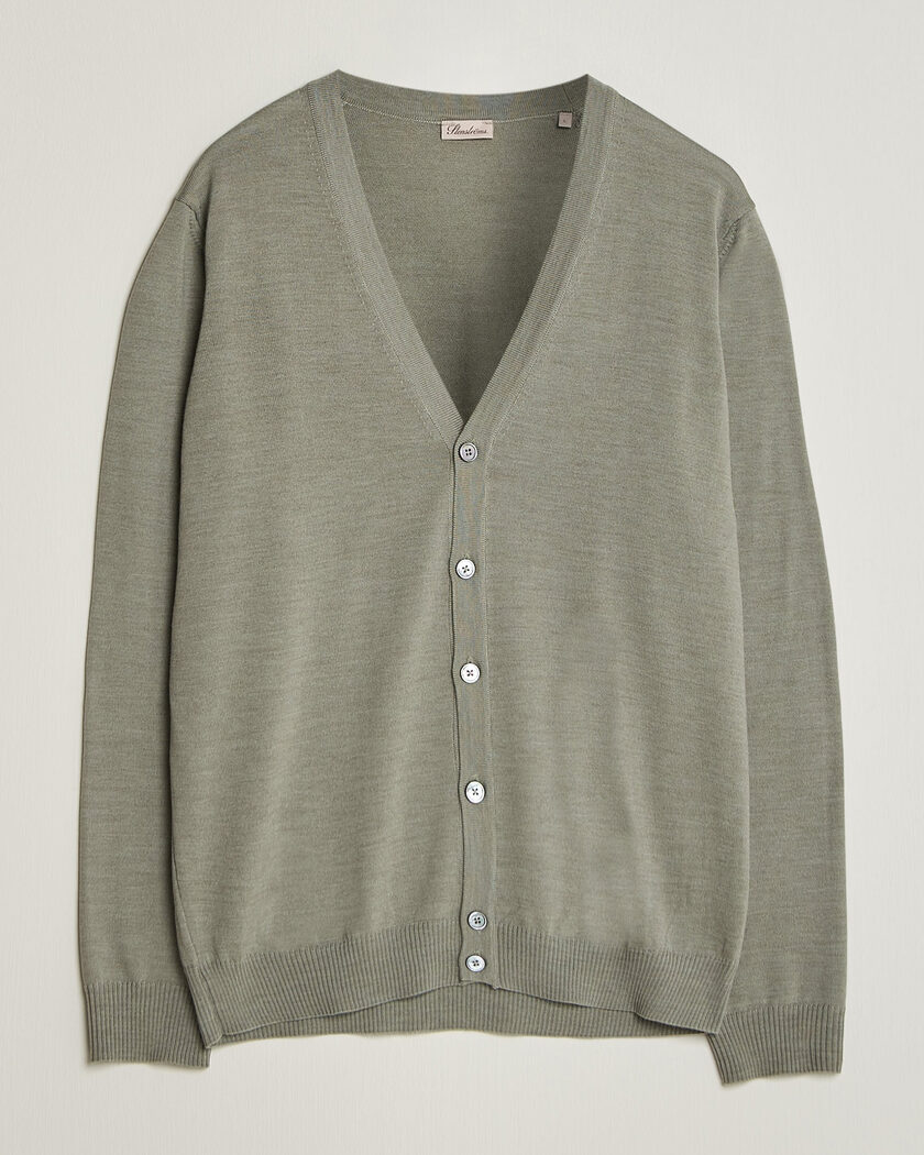 Stenströms Merino Cardigan Green/Grey – Grön