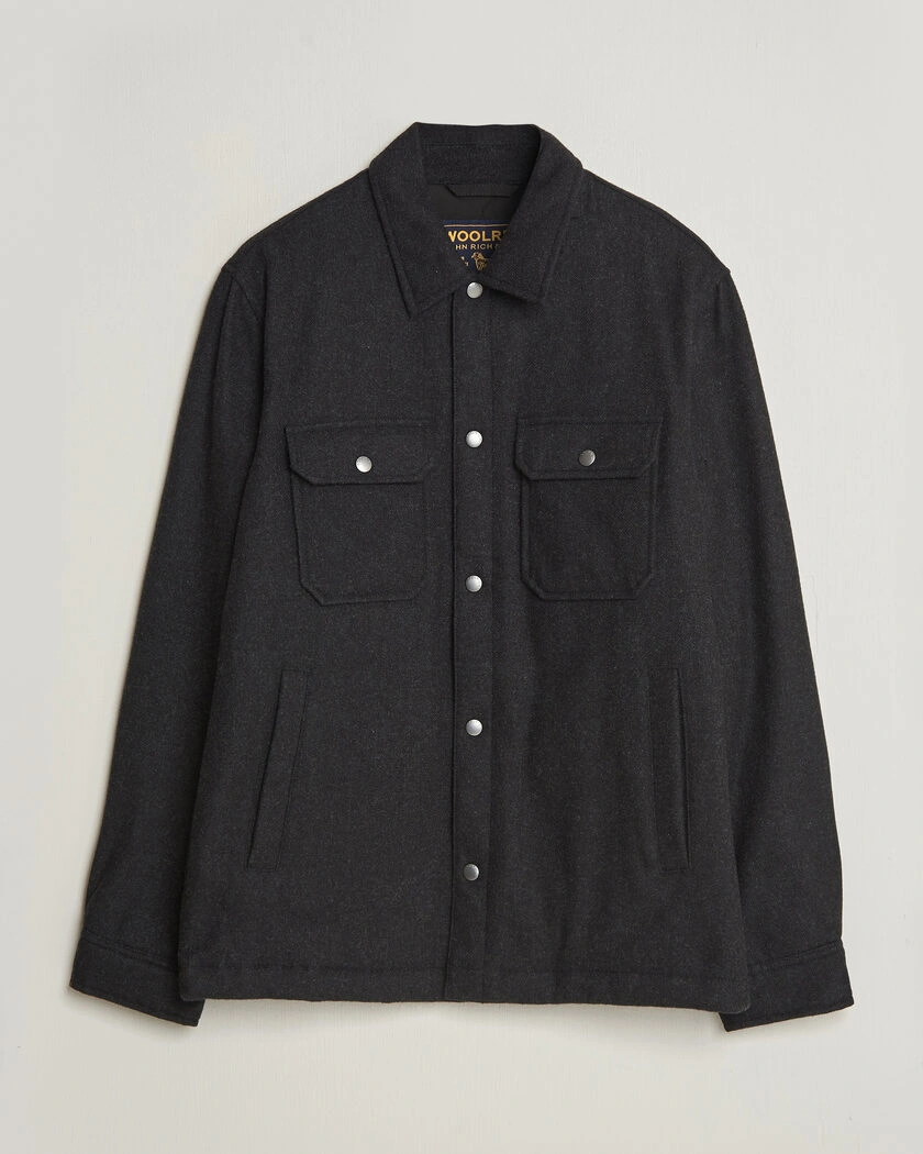 Woolrich Alaskan Wool Light Padded Shirt Jacket Faded Black – Svart
