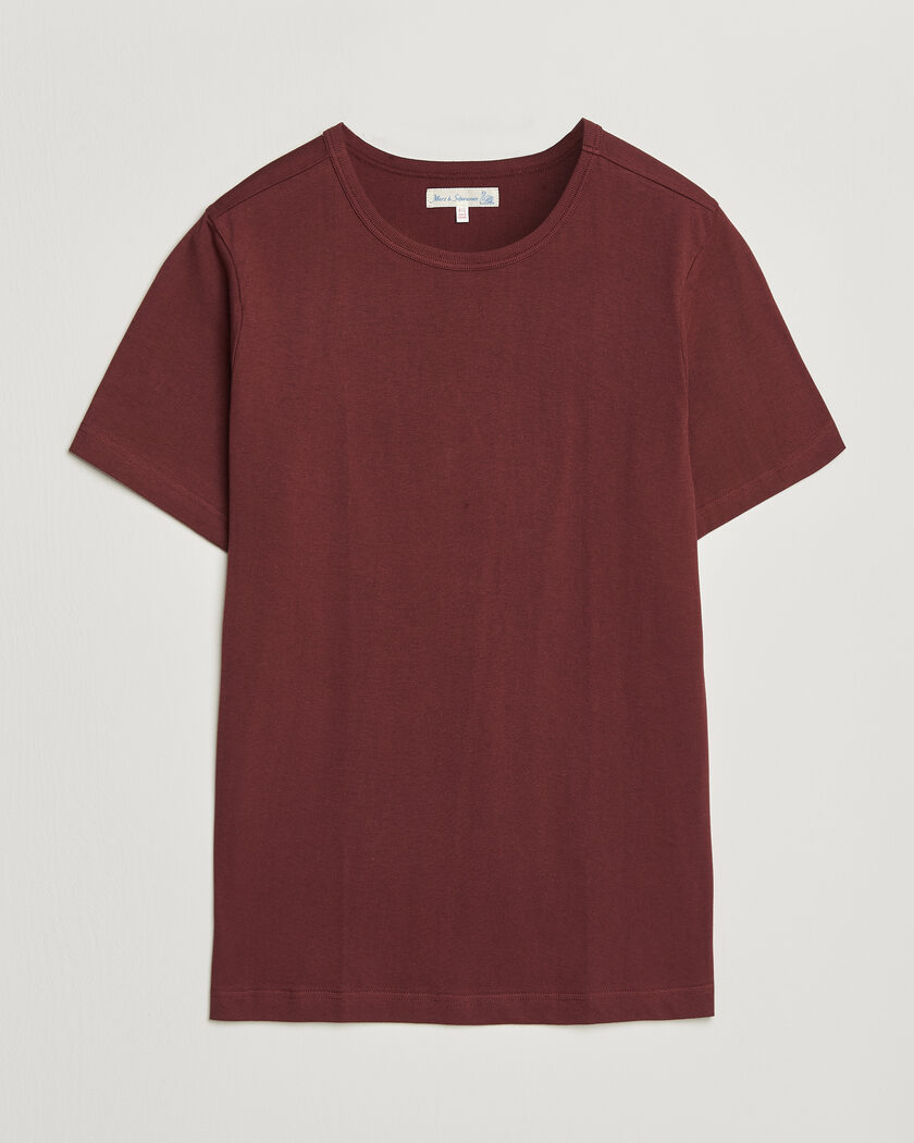 Merz b. Schwanen 1950s Classic Loopwheeled T-shirt Burgundy – Röd