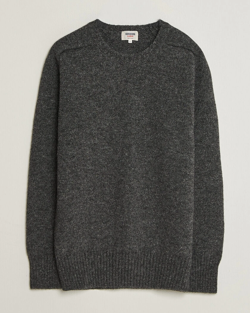 Kamakura Shirts 5 Gauge Shetland Sweater Gray – Grå