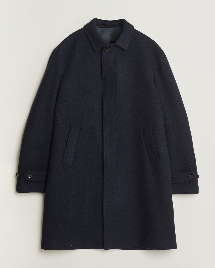 Lardini Wool/Cashmere Boucle Car Coat Navy – Blå