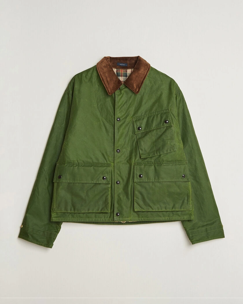 Drake's Waxed Wader Jacket Lemongrass – Grön