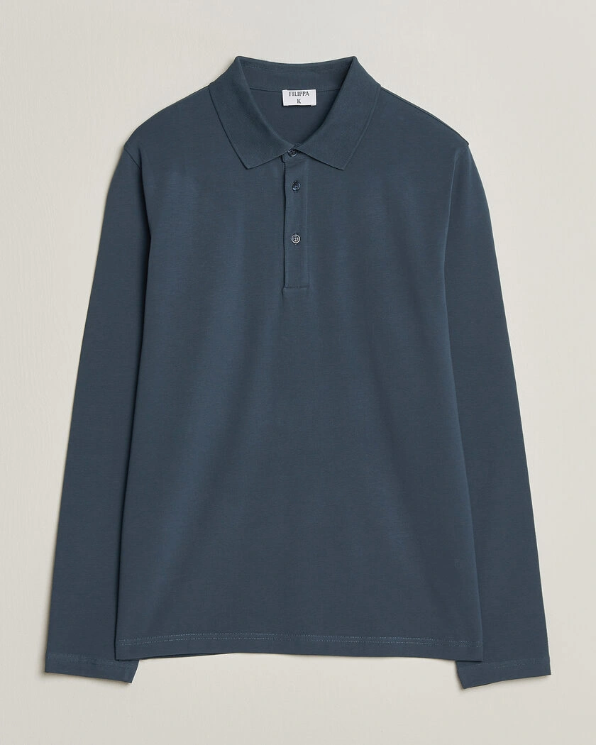 Filippa K Luke Lycra Polo Shirt Stone Blue – Blå