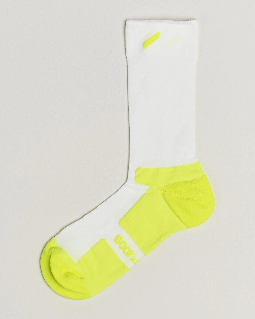 SOAR Running Crew Race Socks White/Fluro Yellow – Gul