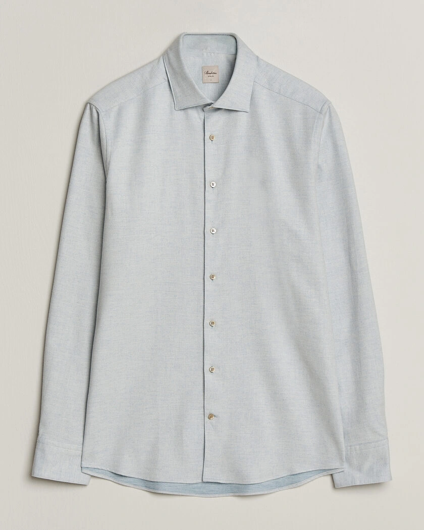 Stenströms Slimline Flannel Shirt Light Blue – Blå