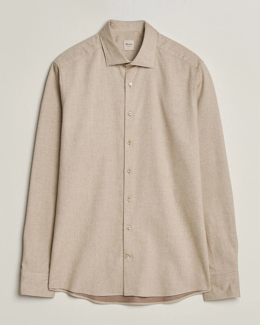 Stenströms Slimline Flannel Shirt Beige – Beige