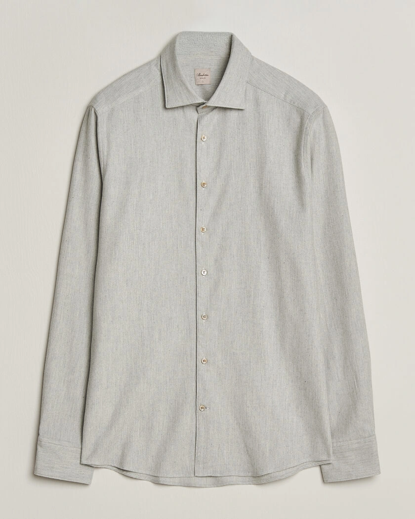 Stenströms Slimline Flannel Shirt Light Grey – Grå
