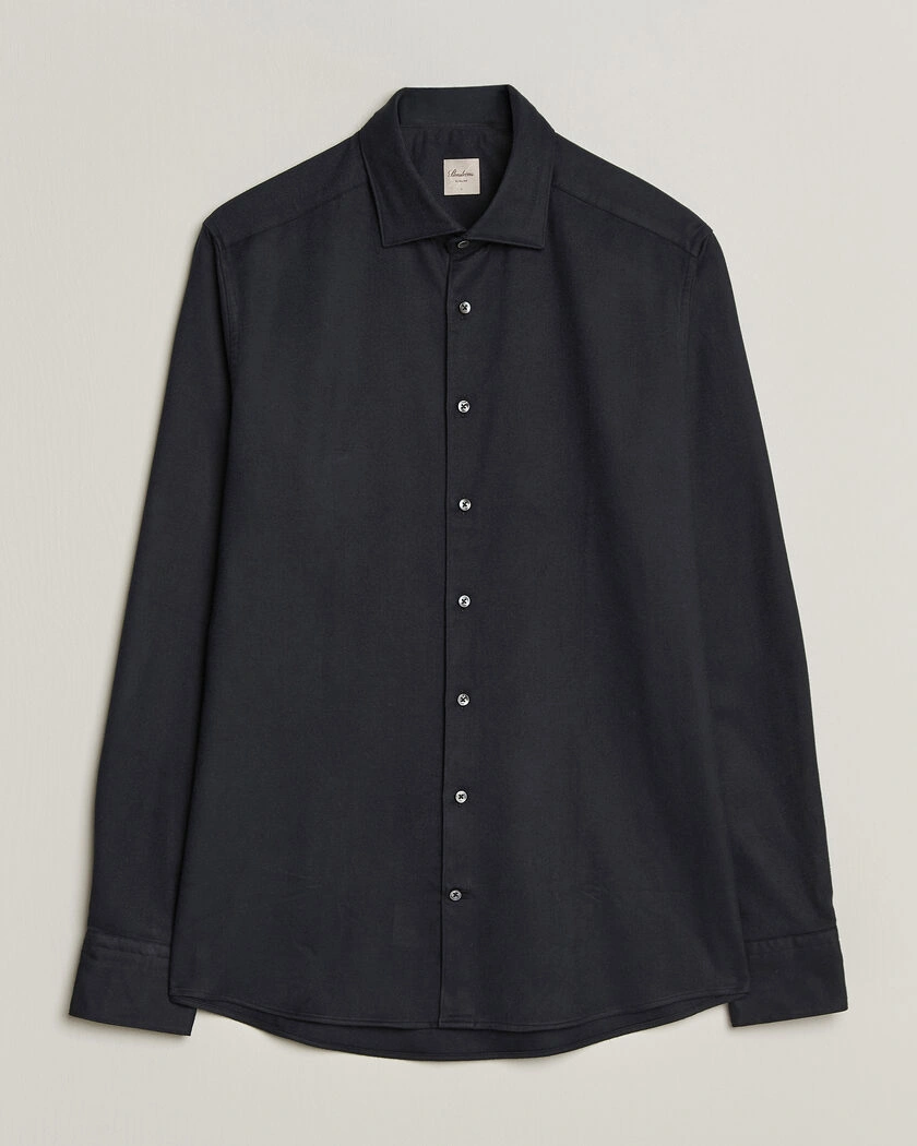 Stenströms Slimline Flannel Shirt Black – Svart
