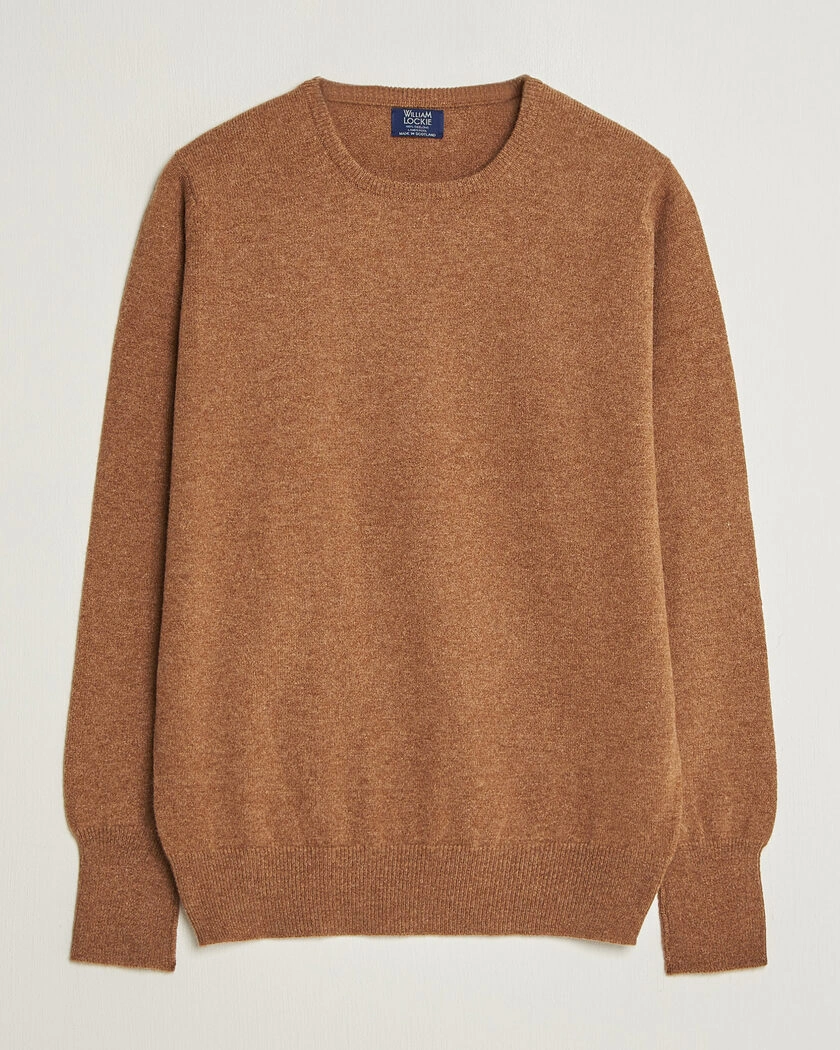 William Lockie Rob Lambswool Crewneck Driftwood – Brun