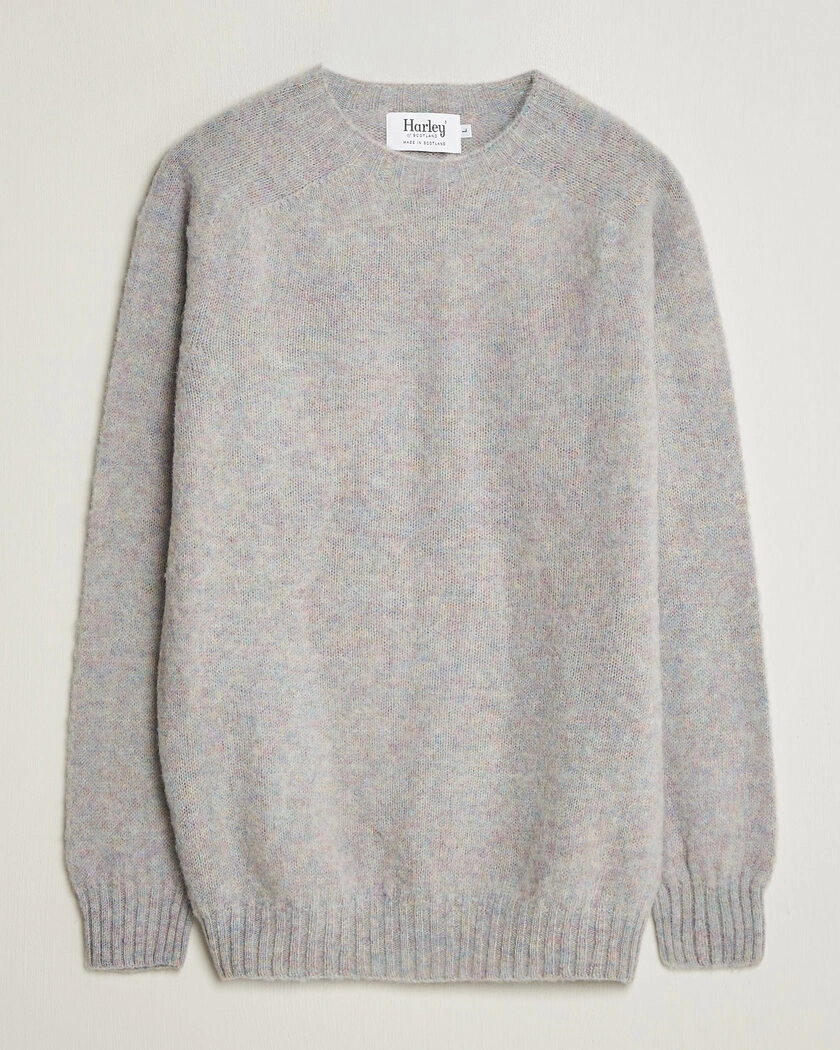 Harley Of Scotland Brushed Supersoft Lambswool Crewneck Aurora – Grå